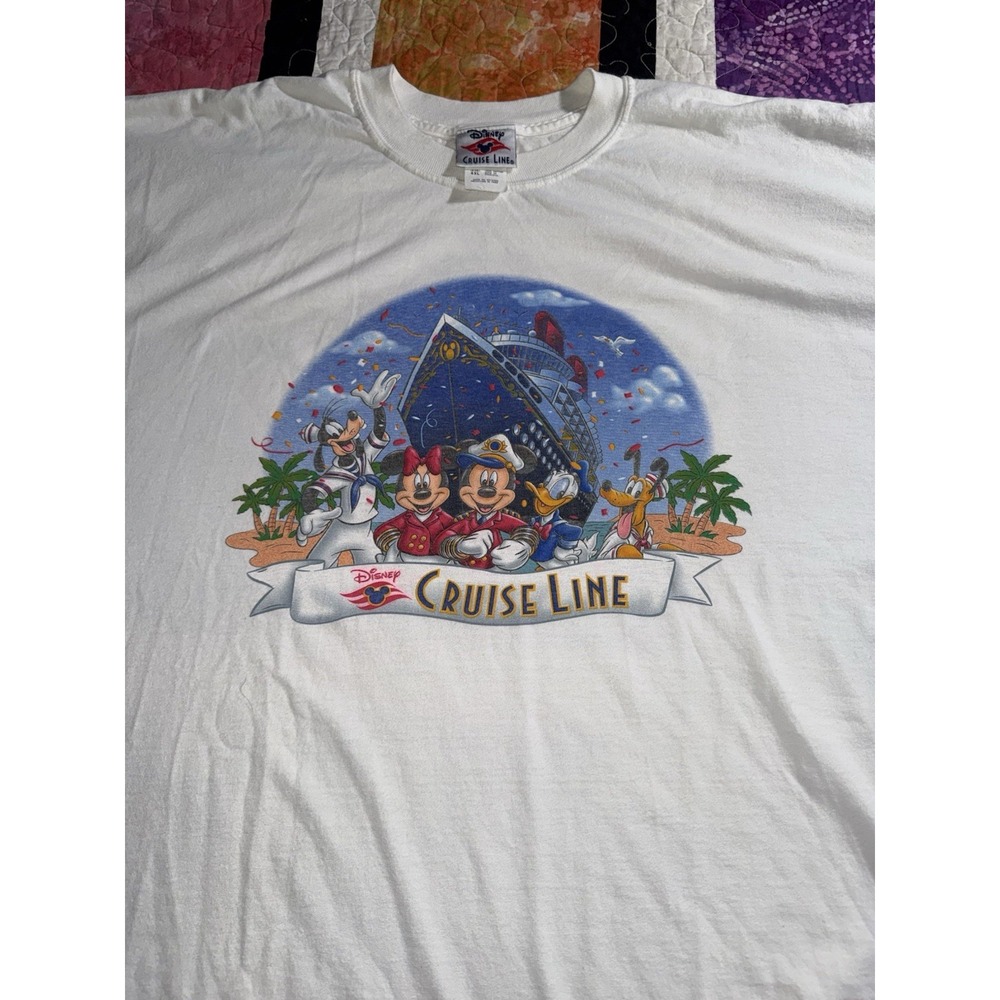 Vintage Disney Cruise Line Mickey Minnie Goofy Pluto USA T Shirt 4XL